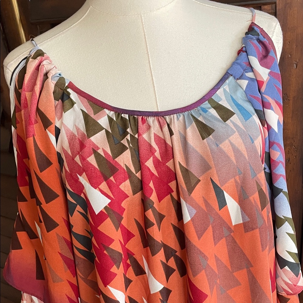Romeo Juliet Couture Geometric Multicolor Adjustable Off-Shoulder Dress Large - Picture 5 of 11